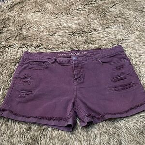 Vanilla Star Purple Jean Shorts Mid-Thigh Cut-Off